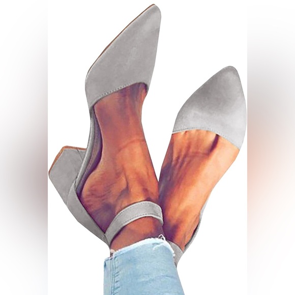 NEW 🚨OFF WHITE COLOR 🚨 FISACE Womens Low Mid Square Heel Ankle Strap Sandal - Picture 4 of 8